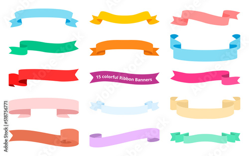 set of 15 ribbon banners vector clipart