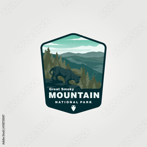 great smoky mountain vintage logo vector symbol illustration design photo