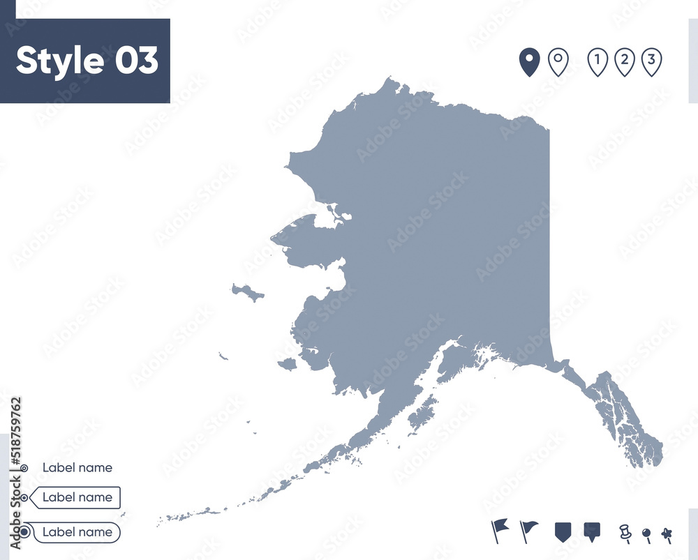 USA Alaska - map isolated on white background. Outline map. Vector map ...