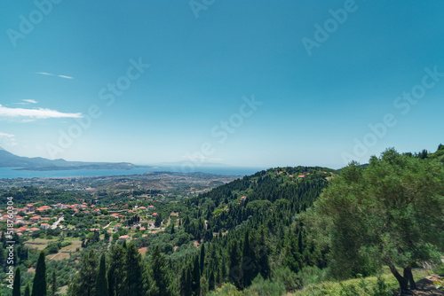 mediterranean landscape with mountains and ocean  Kefalonia Greece