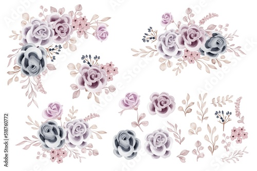 flower arrangement isolated with leaf and rose clip art