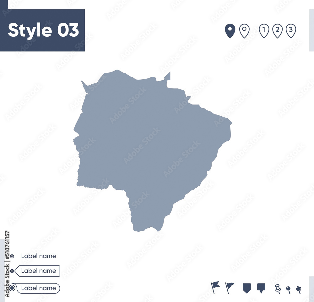 Mato Grosso Do Sul, Brazil - map isolated on white background. Outline map. Vector map. Shape map.