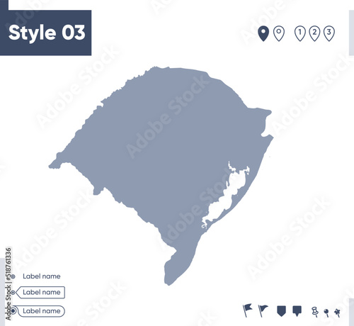 Rio Grande Do Sul  Brazil - map isolated on white background. Outline map. Vector map. Shape map.