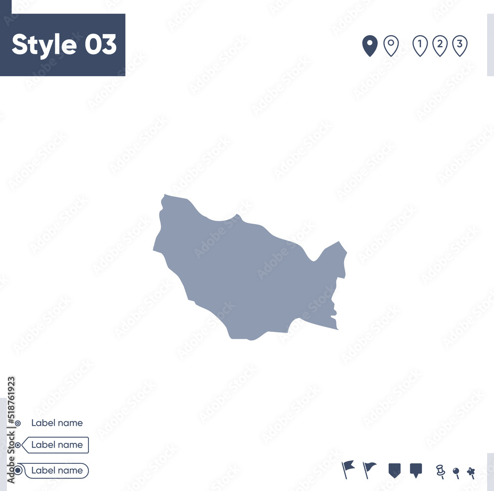 Nuble, Chile - map isolated on white background. Outline map. Vector map. Shape map. Nuble, Chile - map isolated on white background. Outline map. Vector map. Shape map.