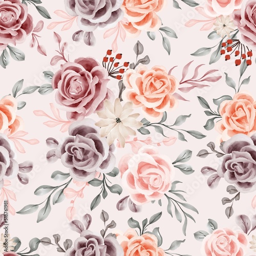 rose peach pastel color seamless pattern