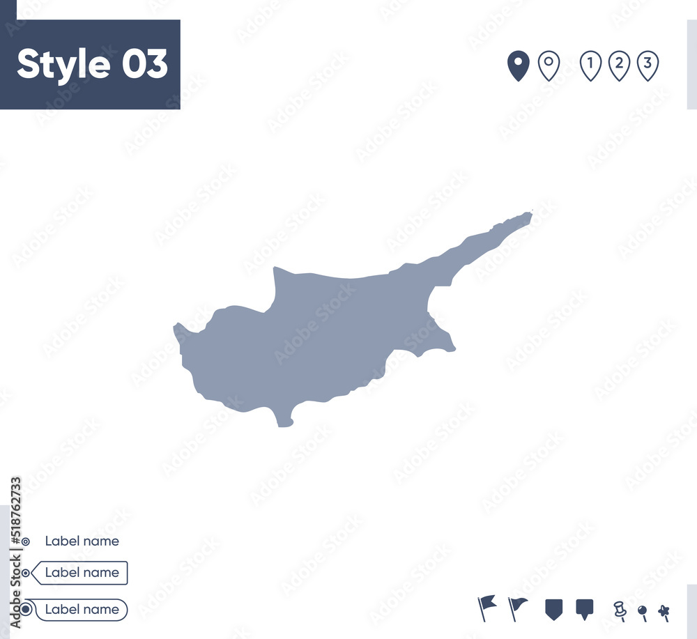Cyprus - map isolated on white background. Outline map. Vector map. Shape map.