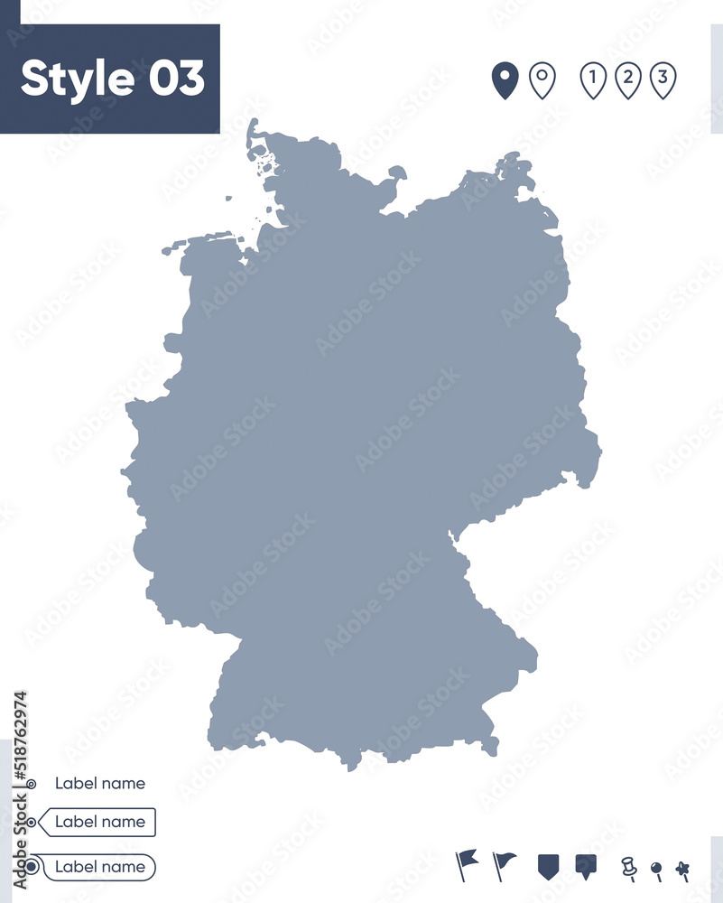 Germany - map isolated on white background. Outline map. Vector map. Shape map.