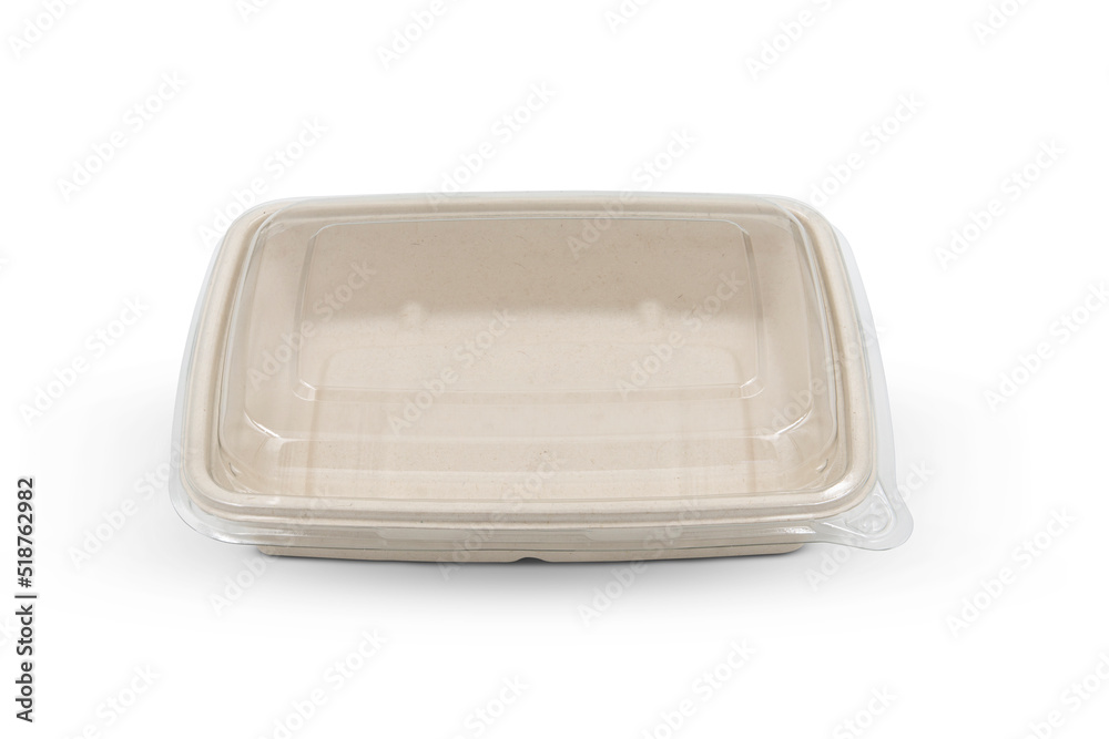 bagasse container food package isolated on white background