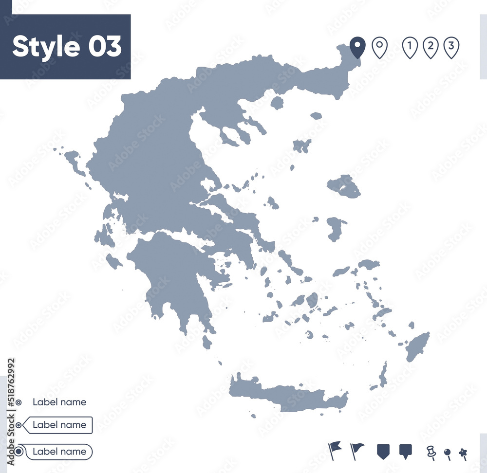 Greece - map isolated on white background. Outline map. Vector map. Shape map.
