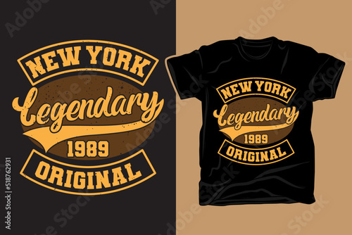 New york legendary varsity typography t shirt design