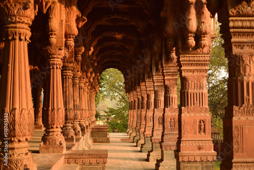 Krishnapura chatri temples are historical pillars in Indore, Madhya Pradesh, India. photo