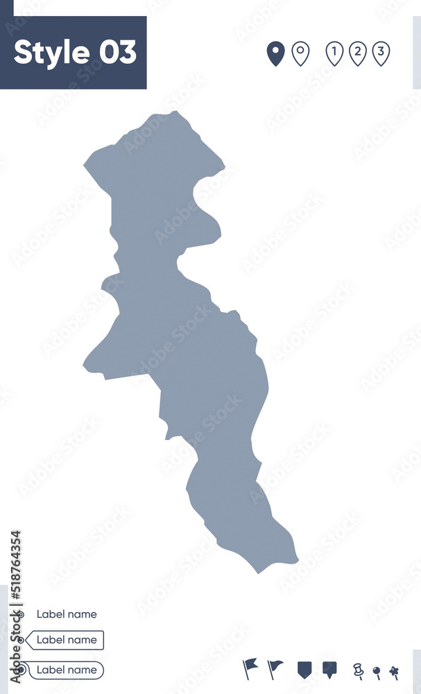 Ardabil, Iran - map isolated on white background. Outline map. Vector map. Shape map.
