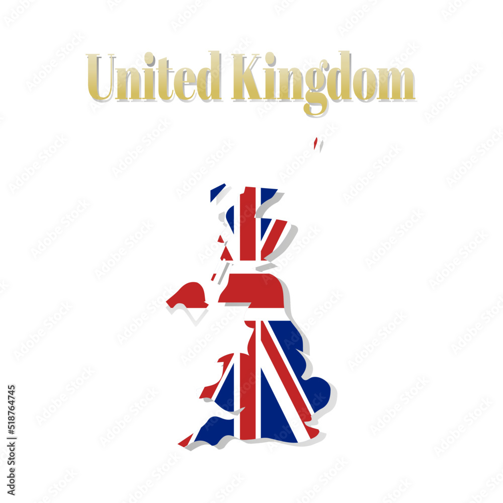 Obraz premium Map of United Kingdom. United Kingdom map. England, Scotland, Wales, Northern Ireland. Vector Great Britain map with UK flag isolated on white background.