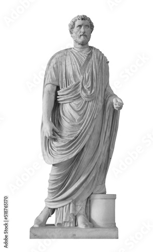 Roman emperor Antoninus Pius statue isolated over white background with clipping path photo