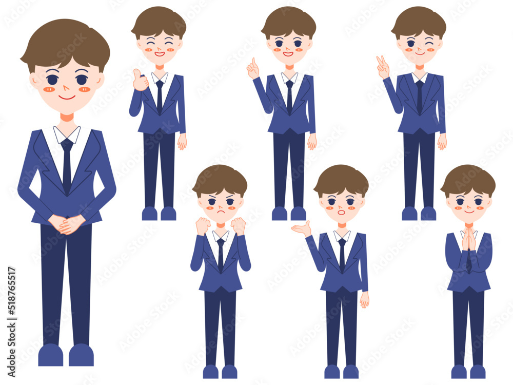 Set of man with different emotions Illustration. 2D character Set of man with different emotions Illustration. 2D character