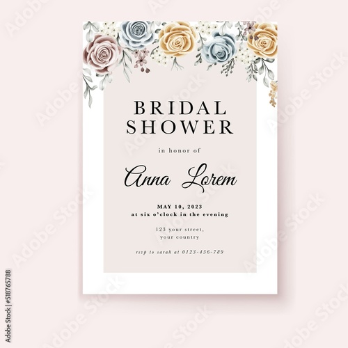 floral bridal shower invitation template