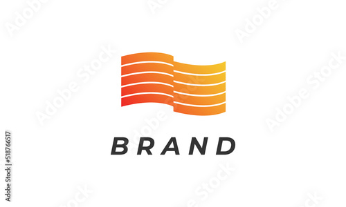 Flag Logo Design With Wave Style and Gradient Color