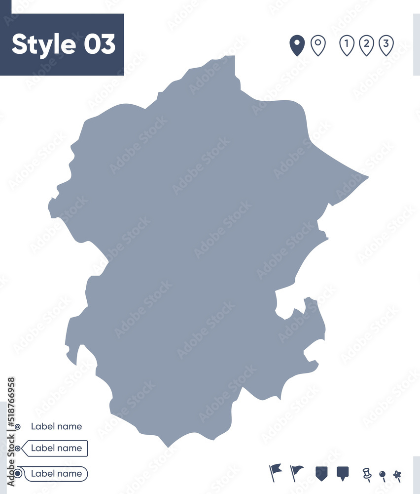 Chuvash Republic, Russia - map isolated on white background. Outline map. Vector map. Shape map.