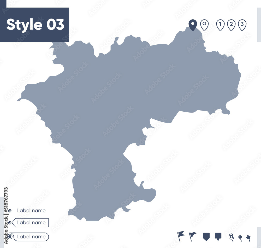 Ulyanovsk Region, Russia - map isolated on white background. Outline map. Vector map. Shape map.