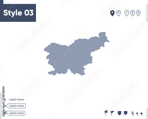 Slovenia - map isolated on white background. Outline map. Vector map. Shape map.