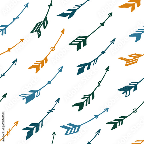 Pretty boho arrows graphic seamless ornament. Ethnic scandinavian design. Tri...