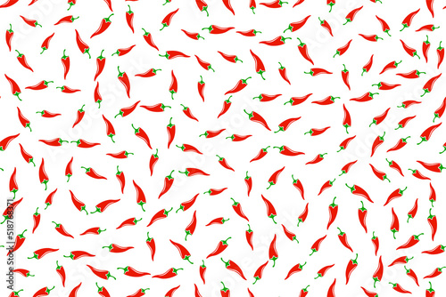 Chilli paper red green spicy hot taste and flavor symbol. Food organic seamless pattern design.