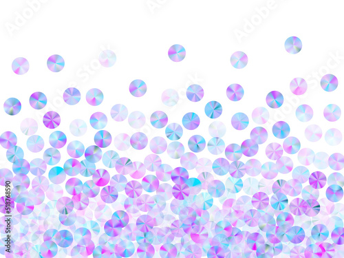 Purple sequins confetti scatter vector composition. Delicate shining foil particles holiday glitter top view. Christmas confetti placer shimmering pattern.