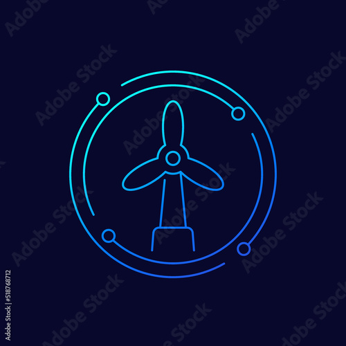 wind turbine, windmill icon, linear design