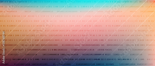 0 1 matrix digits big data tech vector background with fluid gra