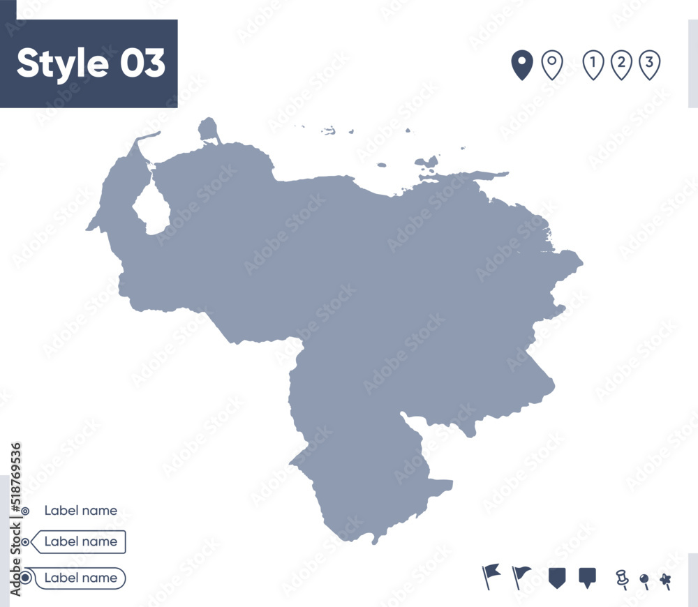 Venezuela - map isolated on white background. Outline map. Vector map. Shape map.