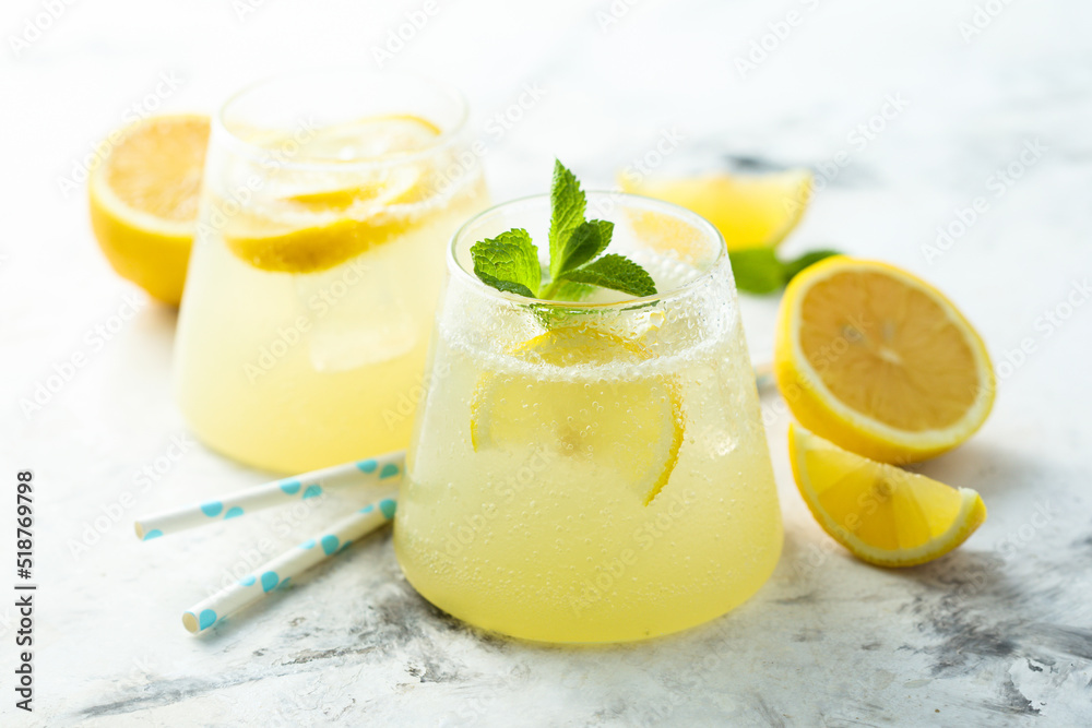 Traditional homemade lemonade with fresh mint Traditional homemade lemonade with fresh mint