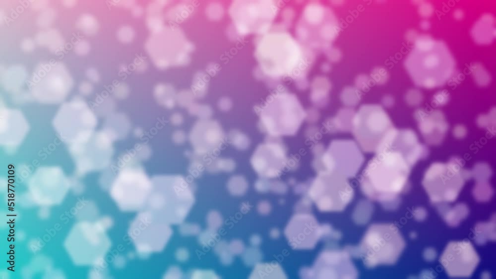 Motion graphics. pink and dark blue abstract defocused background, hexagon shape bokeh pattern