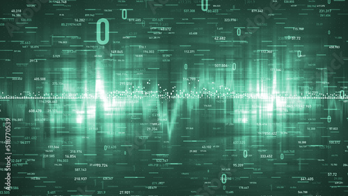 Flowing number one and zero text in binary code format in technology background. 3D rendering