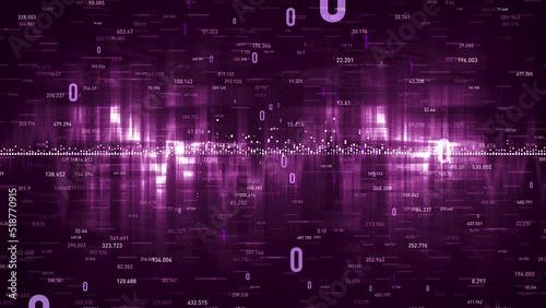 Flowing number one and zero text in binary code format in technology background. 3D rendering