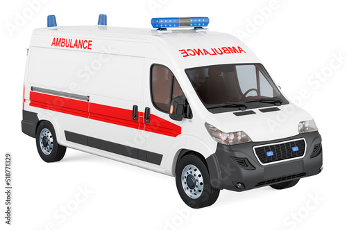 Ambulance van, 3D rendering
