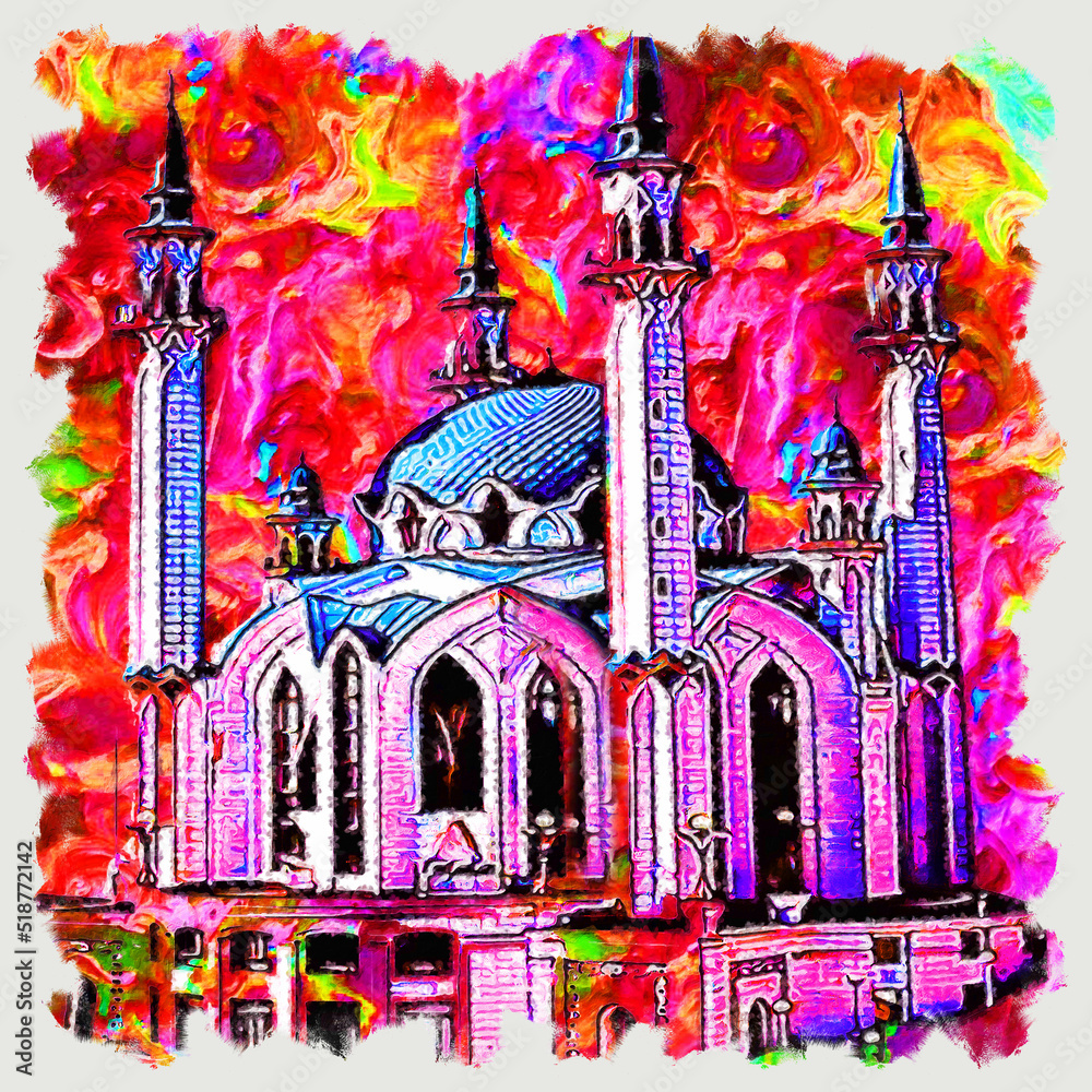 Great Kazan city Mosque Kul Sharif, Russia oil painting art work