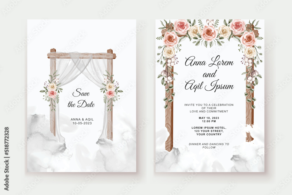 Watercolor Floral Arch Wedding Invitation Template