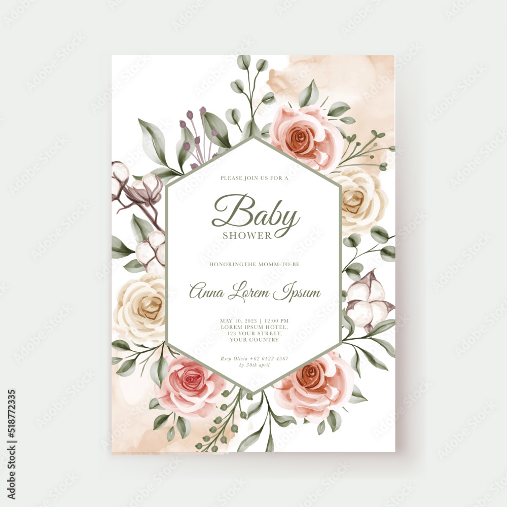 soft pink peach pastel watercolor floral bohemian baby shower