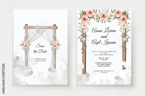 Watercolor Floral Arch Wedding Invitation Template