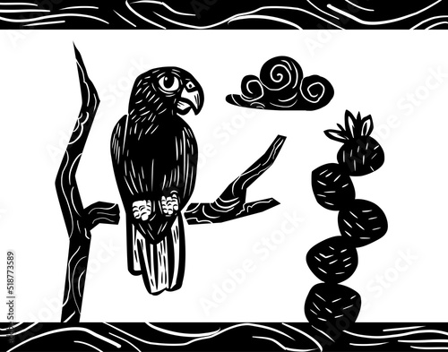 Wallpaper Mural parrot on a branch, in a desert setting. Torontodigital.ca