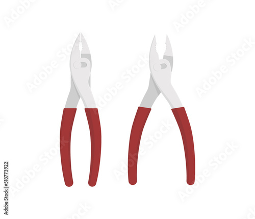 Pliers vector. Slip joint pliers illustration vector flat design isolated. Open closed plier