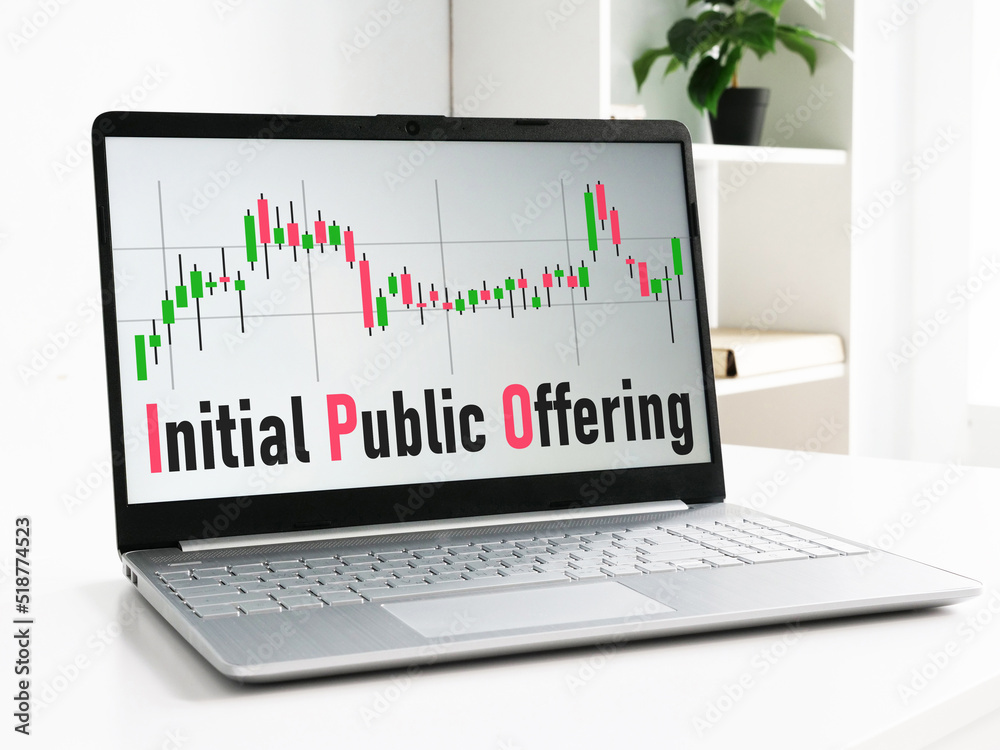 Initial public offering IPO is shown using the text Initial public offering IPO is shown using the text