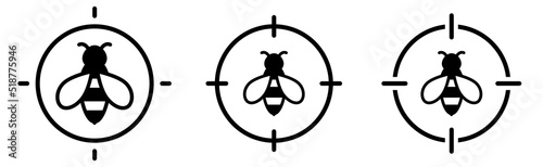 Simple bee icon in target crosshair. Focus or importance of honeybees concept