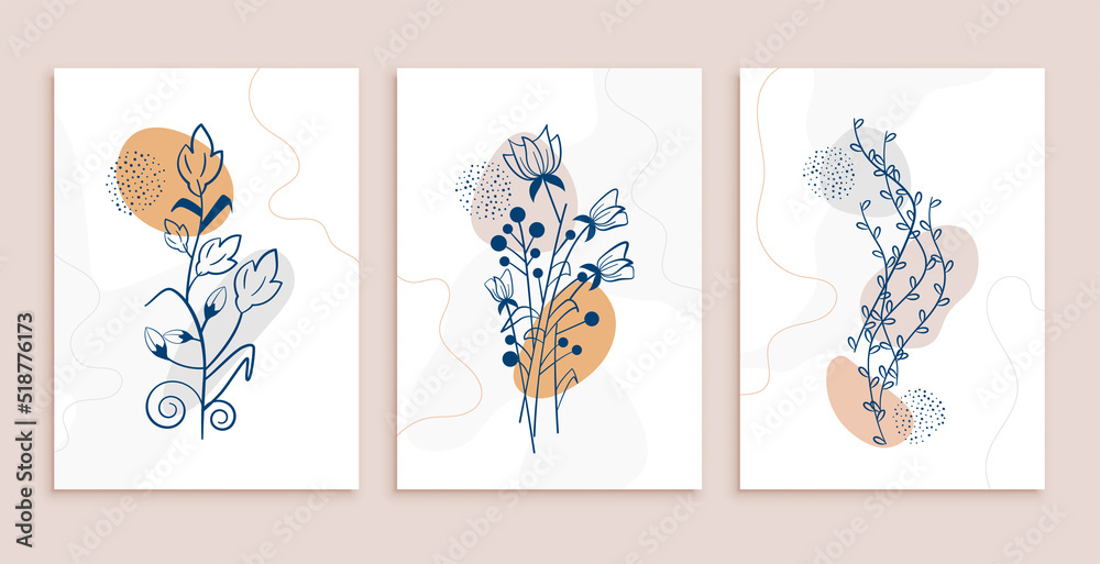 line art flower poster template set