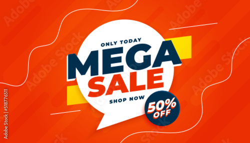 Mega sale offer banner in chat bubble design