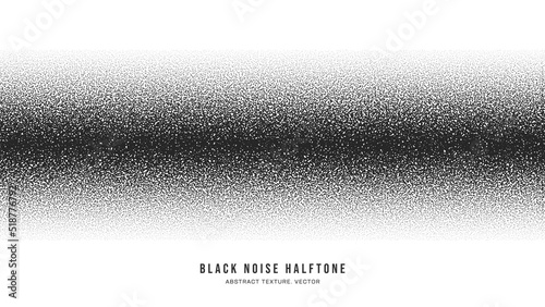 Black Noise Stipple Dotted Halftone Gradient Vector Straight Line Loopable Border Isolated On White. Hand Drawn Dotwork Abstract Gritty Grain Worn Seamless Texture. Dot Work Art Conceptual Abstraction