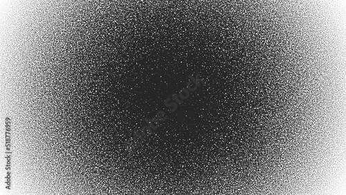 Black Noise Stipple Dots Halftone Gradient Vector Distressed Textured Background. Hand Drawn Dotwork Abstract Grungy Grainy Texture. Pointillism Art Abstraction Dotted Graphic Grunge Illustration