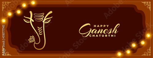 happy ganesh chaturthi festival wishes card banner