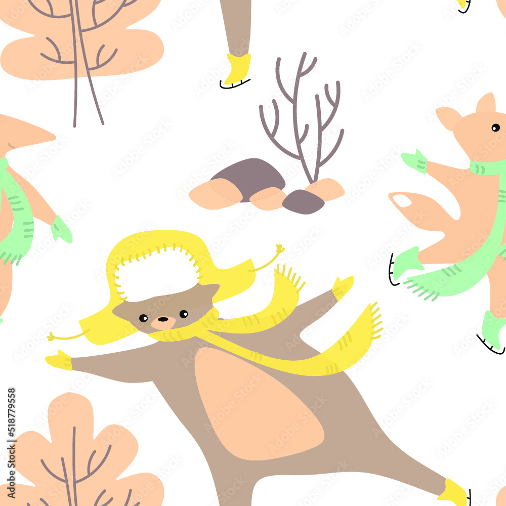 Seamless pattern with a cute animals