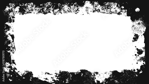 Grunge border, frame. Vector black and white texture background